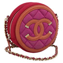 CHANEL Matelasse Chain Shoulder Bag Canvas Pink Gold CC Auth 195524M-1
