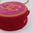 CHANEL Matelasse Chain Shoulder Bag Canvas Pink Gold CC Auth 195524M-9