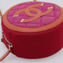 CHANEL Matelasse Chain Shoulder Bag Canvas Pink Gold CC Auth 195524M-14