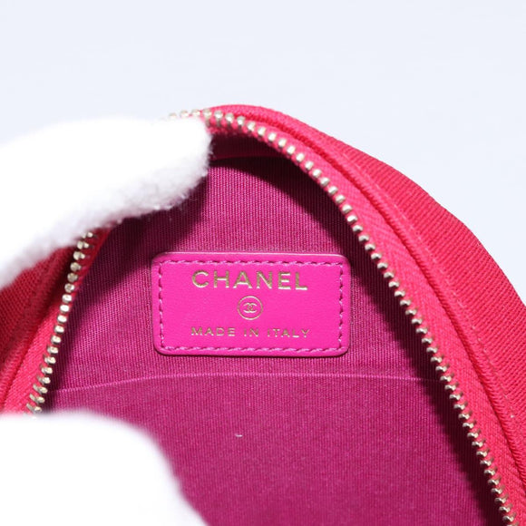 CHANEL Matelasse Chain Shoulder Bag Canvas Pink Gold CC Auth 195524M