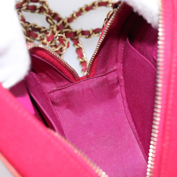 CHANEL Matelasse Chain Shoulder Bag Canvas Pink Gold CC Auth 195524M