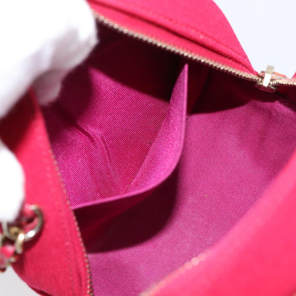 CHANEL Matelasse Chain Shoulder Bag Canvas Pink Gold CC Auth 195524M