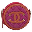 CHANEL Matelasse Chain Shoulder Bag Canvas Pink Gold CC Auth 195524M-13