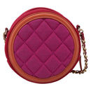 CHANEL Matelasse Chain Shoulder Bag Canvas Pink Gold CC Auth 195524M-2