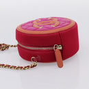 CHANEL Matelasse Chain Shoulder Bag Canvas Pink Gold CC Auth 195524M-3