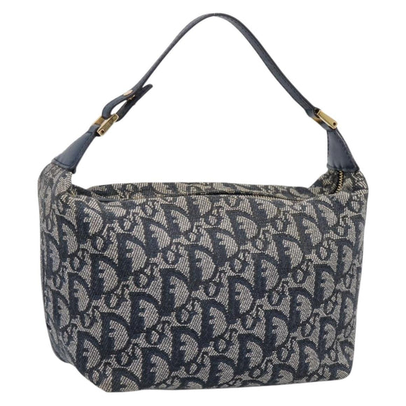 Christian Dior Trotter Canvas Accessory Pouch Navy Gold Auth 195525V