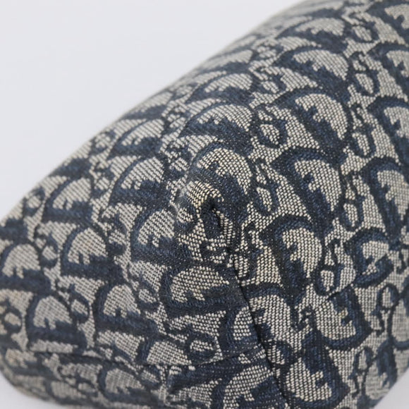Christian Dior Trotter Canvas Accessory Pouch Navy Gold Auth 195525V