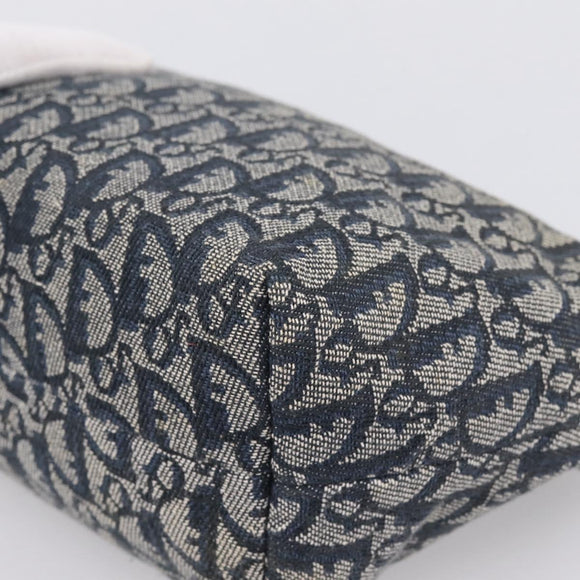 Christian Dior Trotter Canvas Accessory Pouch Navy Gold Auth 195525V