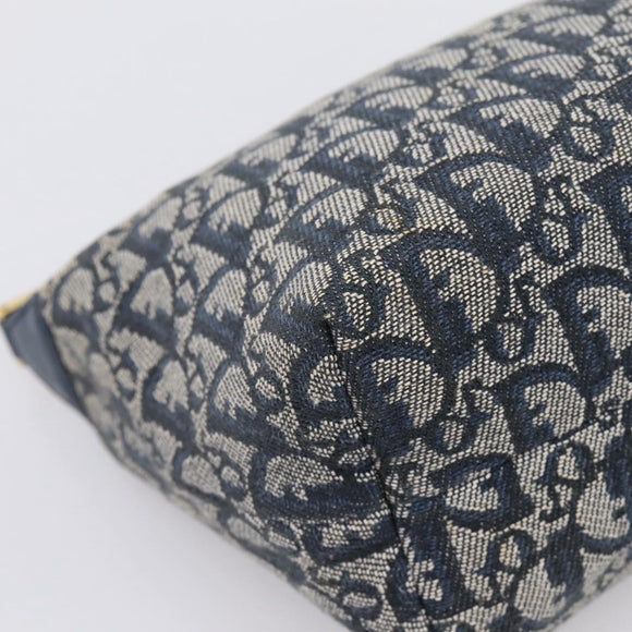 Christian Dior Trotter Canvas Accessory Pouch Navy Gold Auth 195525V