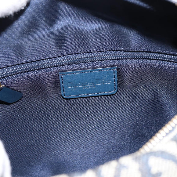 Christian Dior Trotter Canvas Accessory Pouch Navy Gold Auth 195525V