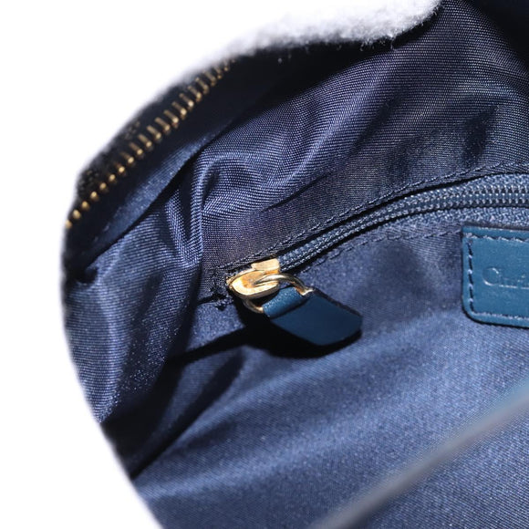 Christian Dior Trotter Canvas Accessory Pouch Navy Gold Auth 195525V