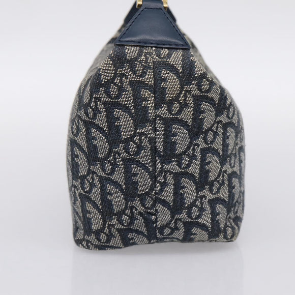 Christian Dior Trotter Canvas Accessory Pouch Navy Gold Auth 195525V