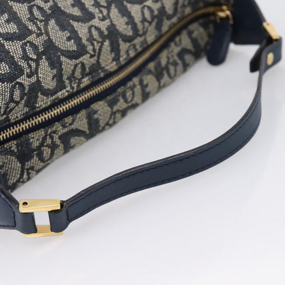 Christian Dior Trotter Canvas Accessory Pouch Navy Gold Auth 195525V