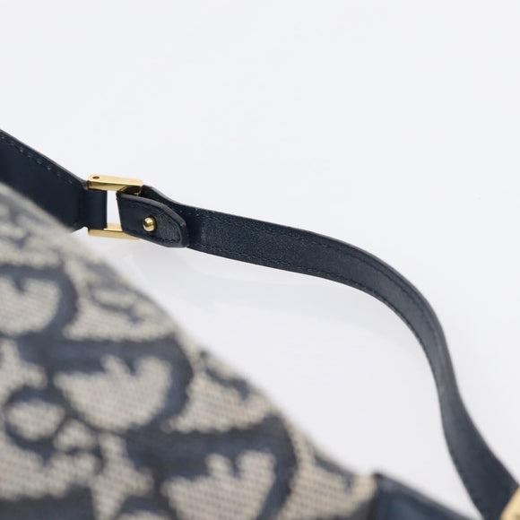 Christian Dior Trotter Canvas Accessory Pouch Navy Gold Auth 195525V
