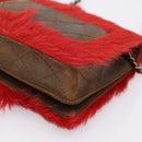 CHANEL Matelasse Chain Shoulder Bag fur Red Silver CC Auth 195526SAM-12