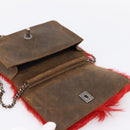 CHANEL Matelasse Chain Shoulder Bag fur Red Silver CC Auth 195526SAM-14