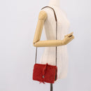CHANEL Matelasse Chain Shoulder Bag fur Red Silver CC Auth 195526SAM-24