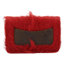 CHANEL Matelasse Chain Shoulder Bag fur Red Silver CC Auth 195526SAM-3