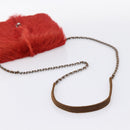 CHANEL Matelasse Chain Shoulder Bag fur Red Silver CC Auth 195526SAM-7