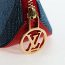LOUIS VUITTON Monogram Denim Trousse Elizabeth Pen Case Blue GI0444 Auth 195530M-8