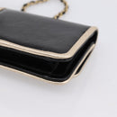 CHANEL Chain Shoulder Pouch Matelasse Leather Black Gold CC Auth 195532M-15
