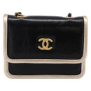 CHANEL Chain Shoulder Pouch Matelasse Leather Black Gold CC Auth 195532M-13