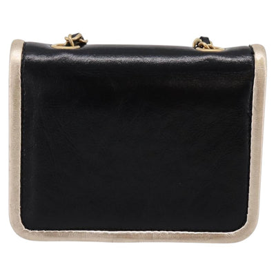 CHANEL Chain Shoulder Pouch Matelasse Leather Black Gold CC Auth 195532M - 0