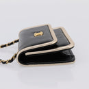 CHANEL Chain Shoulder Pouch Matelasse Leather Black Gold CC Auth 195532M-3