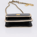 CHANEL Chain Shoulder Pouch Matelasse Leather Black Gold CC Auth 195532M-5
