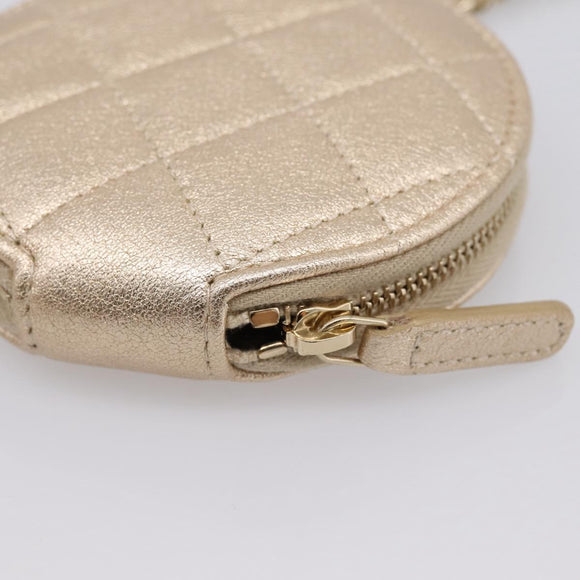 CHANEL Matelasse Pouch Lamb Skin Champagne Gold CC Auth 195534M