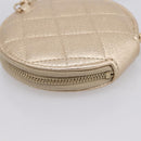 CHANEL Matelasse Pouch Lamb Skin Champagne Gold CC Auth 195534M-16