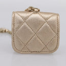 CHANEL Matelasse Pouch Lamb Skin Champagne Gold CC Auth 195534M-22