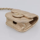 CHANEL Matelasse Pouch Lamb Skin Champagne Gold CC Auth 195534M-24
