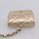 CHANEL Matelasse Pouch Lamb Skin Champagne Gold CC Auth 195534M-25