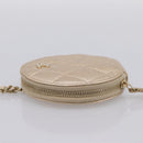 CHANEL Matelasse Pouch Lamb Skin Champagne Gold CC Auth 195534M-3