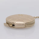 CHANEL Matelasse Pouch Lamb Skin Champagne Gold CC Auth 195534M-6