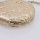 CHANEL Matelasse Pouch Lamb Skin Champagne Gold CC Auth 195534M-7
