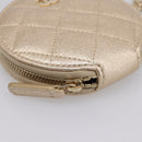 CHANEL Matelasse Pouch Lamb Skin Champagne Gold CC Auth 195534M-14