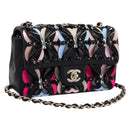 CHANEL Mini Matelasse 20 Chain Bag Lamb Skin Black Gold CC Auth 195535SM-1