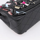 CHANEL Mini Matelasse 20 Chain Bag Lamb Skin Black Gold CC Auth 195535SM-16