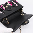 CHANEL Mini Matelasse 20 Chain Bag Lamb Skin Black Gold CC Auth 195535SM-19