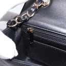 CHANEL Mini Matelasse 20 Chain Bag Lamb Skin Black Gold CC Auth 195535SM-23