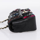 CHANEL Mini Matelasse 20 Chain Bag Lamb Skin Black Gold CC Auth 195535SM-3