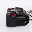 CHANEL Mini Matelasse 20 Chain Bag Lamb Skin Black Gold CC Auth 195535SM-4