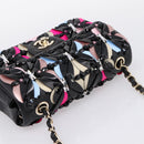 CHANEL Mini Matelasse 20 Chain Bag Lamb Skin Black Gold CC Auth 195535SM-6