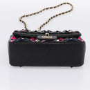 CHANEL Mini Matelasse 20 Chain Bag Lamb Skin Black Gold CC Auth 195535SM-5