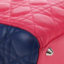 Christian Dior Canage Lady Dior Hand Bag Lamb Skin 2way Pink Silver Auth 195537M-12