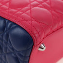 Christian Dior Canage Lady Dior Hand Bag Lamb Skin 2way Pink Silver Auth 195537M-14