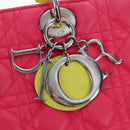 Christian Dior Canage Lady Dior Hand Bag Lamb Skin 2way Pink Silver Auth 195537M-16