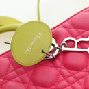 Christian Dior Canage Lady Dior Hand Bag Lamb Skin 2way Pink Silver Auth 195537M-17
